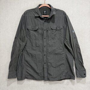 Kuhl Shirt Mens XL Gray Long Sleeve Button Up Vented Hiking Outdoor Travel
